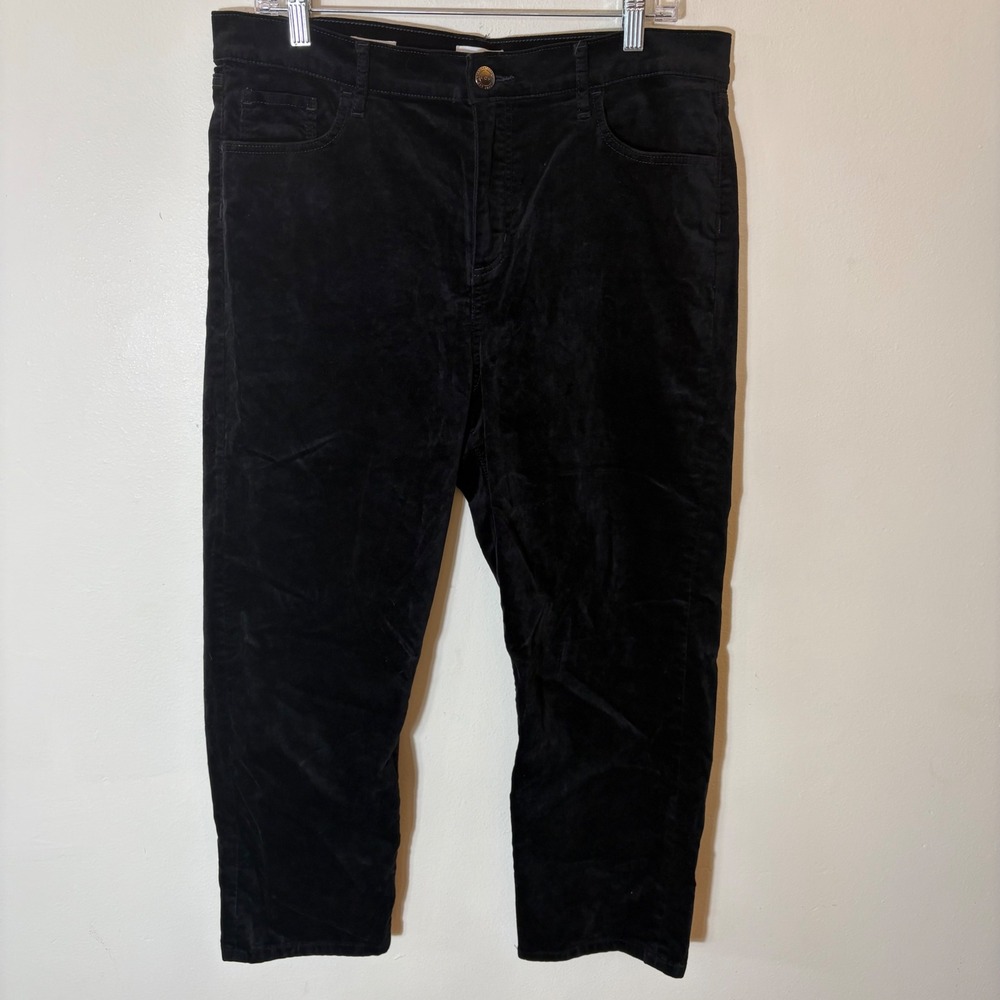 LOFT Black Velvet Slim Straight Petite Pants Women's Size 14P‎